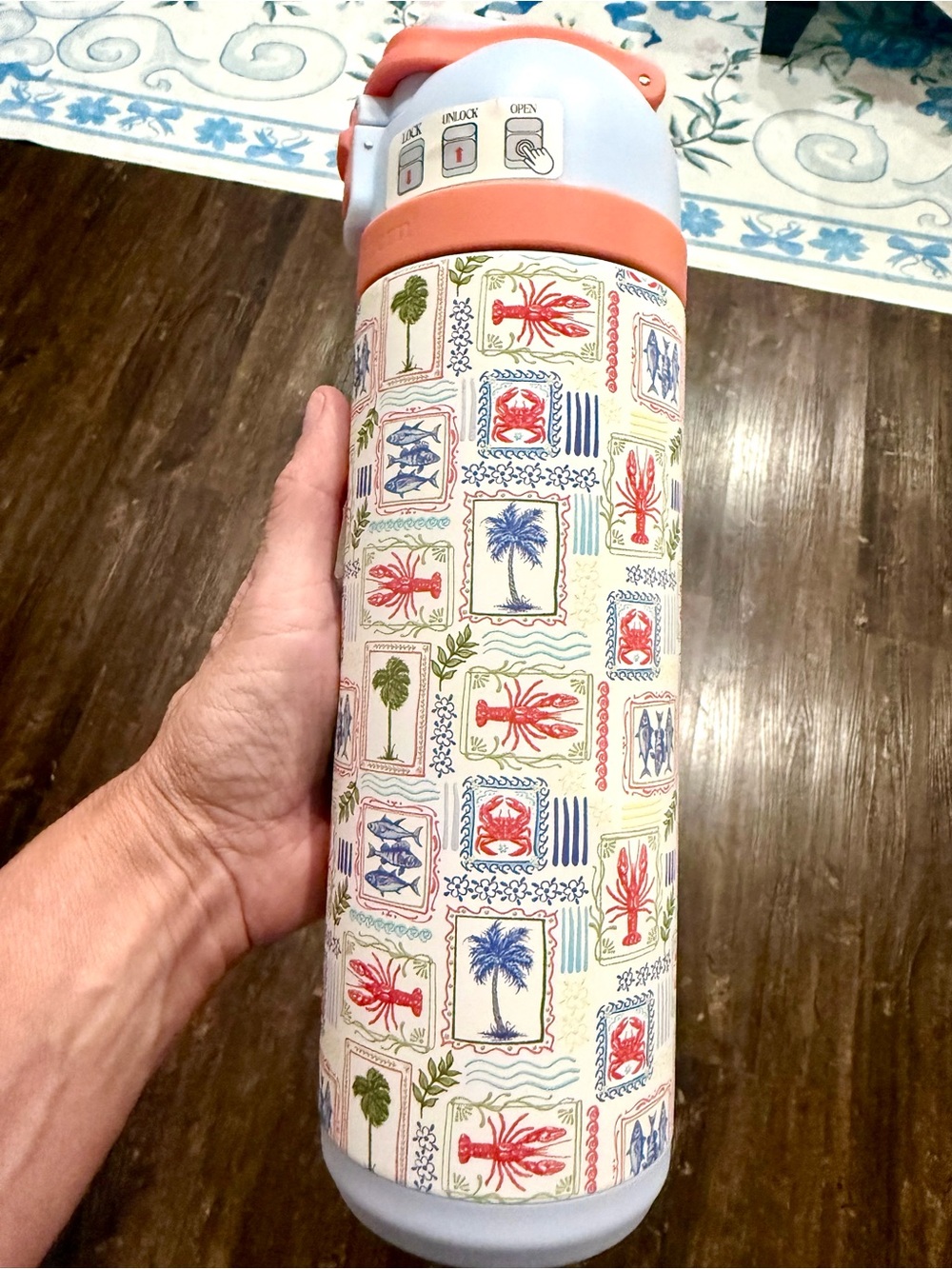 NWT Simply Southern stainless steel coastal Palm & Lobster water Bottle